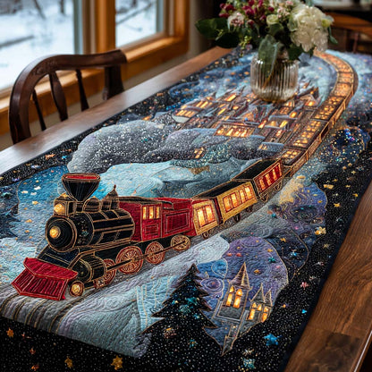 Snowy Train Voyage Quilted Table Runner VTQ-Myprintsy