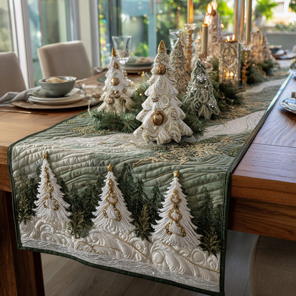 Snowy Trees Quilted Table Runner VTQ-Myprintsy