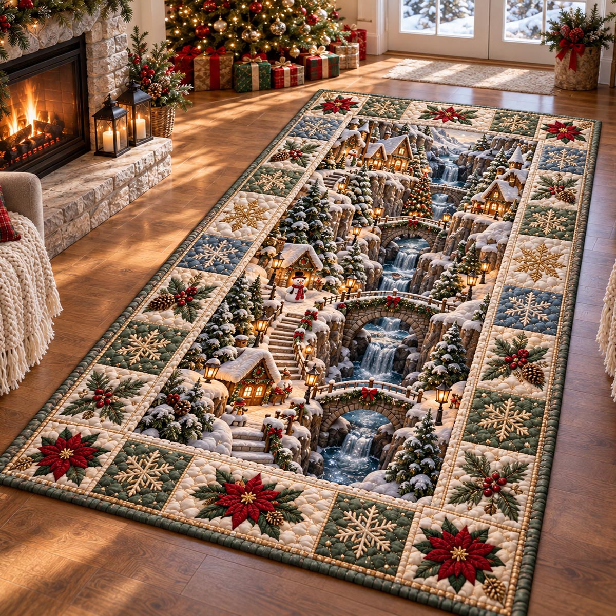 Snowy Village Passage Area Rug VTQ-Myprintsy