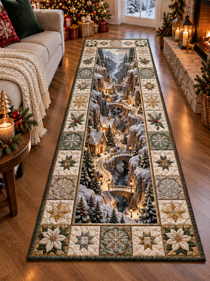 Snowy Village Passage Runner Carpet VTQ-Myprintsy