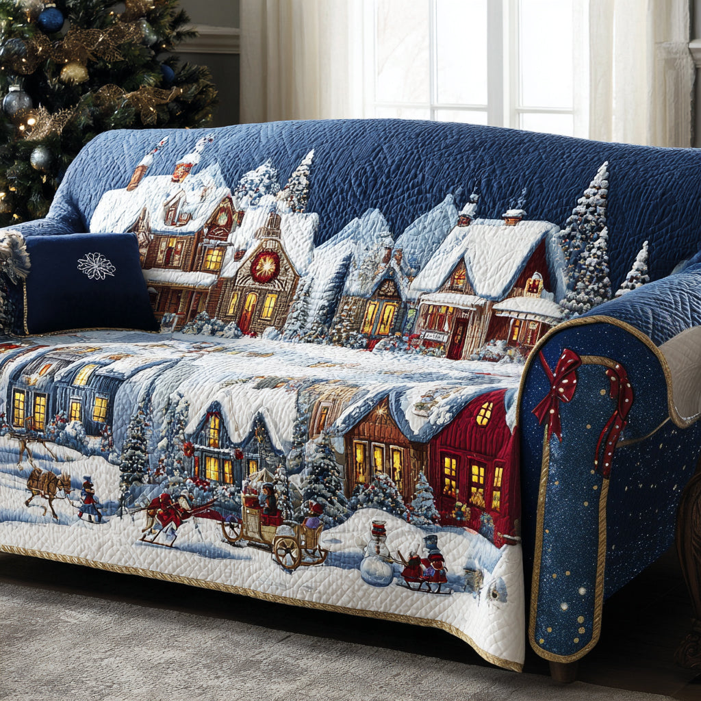 Snowy Village Quilted Sofa Cover VTQ-Myprintsy