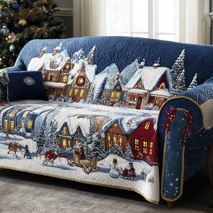 Snowy Village Quilted Sofa Cover VTQ-Myprintsy