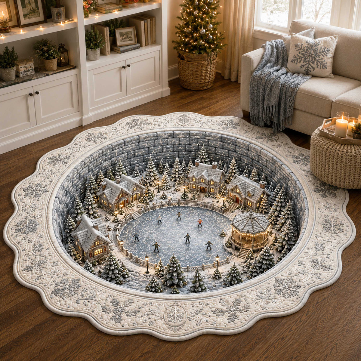 Snowy Wonderland Custom Shape Area Rug VTQ-Myprintsy