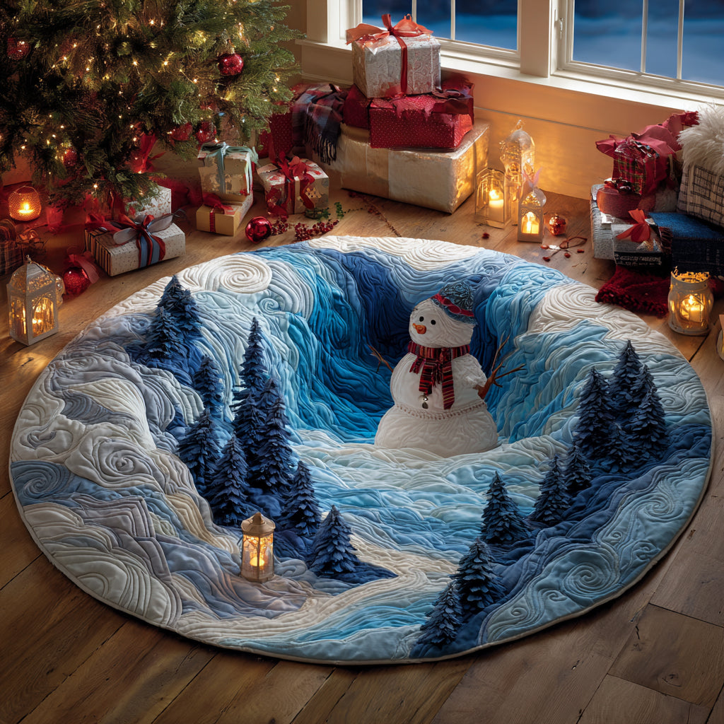 Snowy Wonderland Drop Quilted Round Mat VTQ-Myprintsy