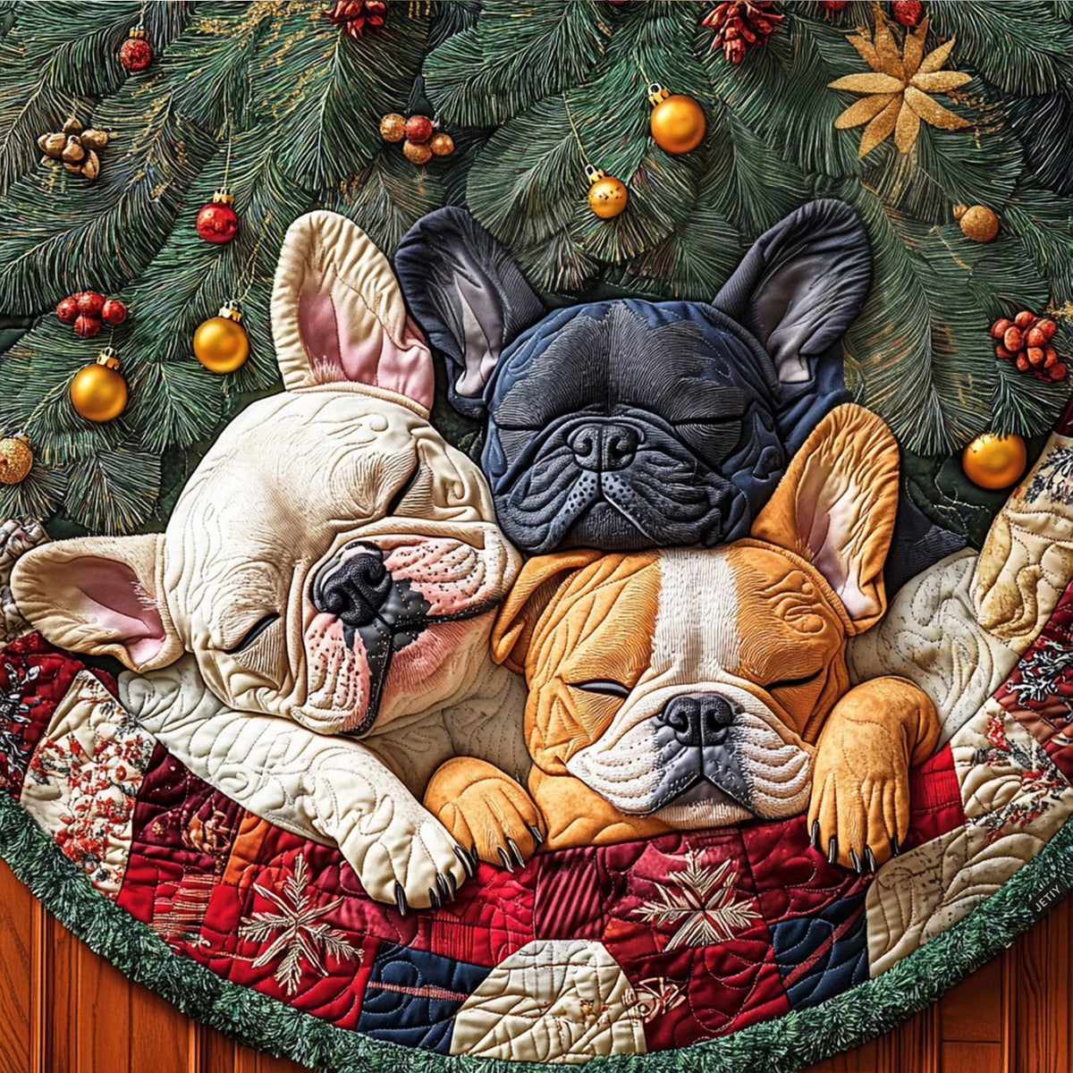 Snub Nose Delight Quilted Christmas Tree Skirt VTQ-Myprintsy