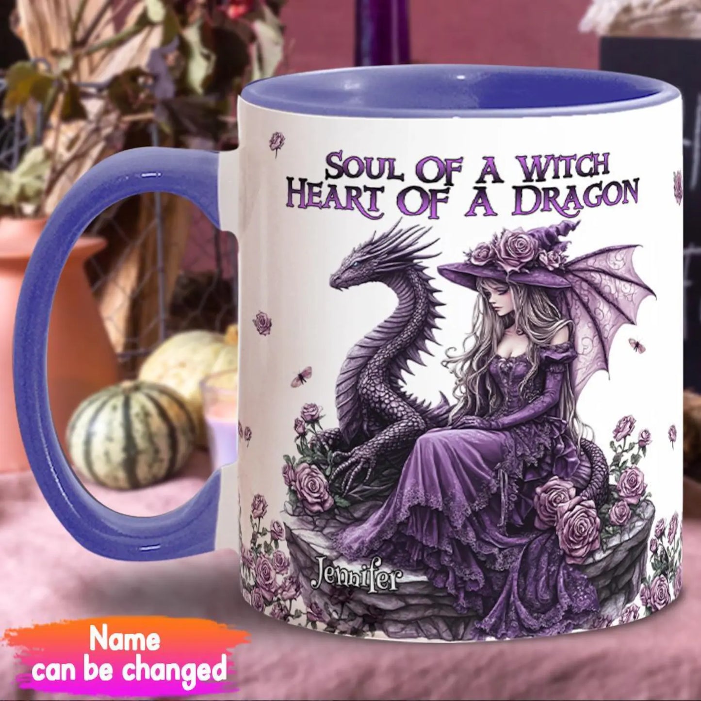 Soul Of A Witch Heart Of A Dragon - Personalized Accent Mug-Myprintsy