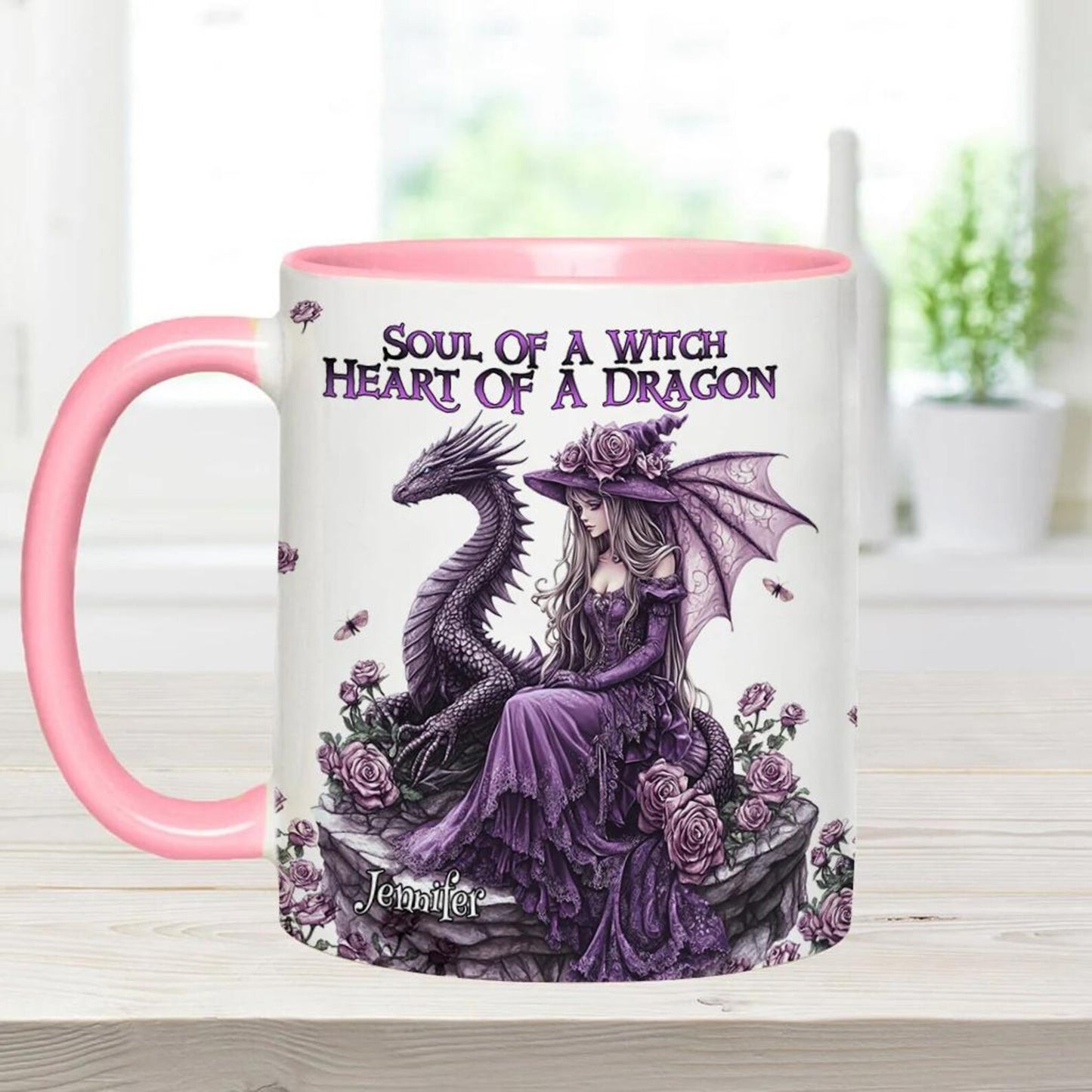 Soul Of A Witch Heart Of A Dragon - Personalized Accent Mug-Myprintsy