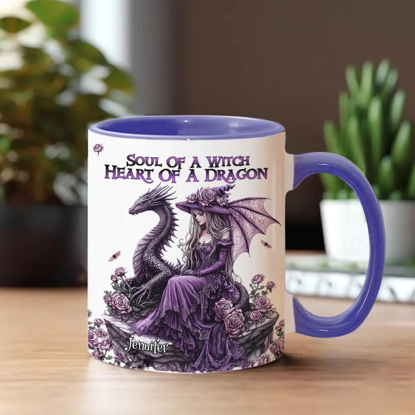 Soul Of A Witch Heart Of A Dragon - Personalized Accent Mug-Myprintsy