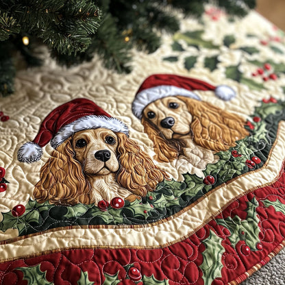 Spaniel Affection Quilted Christmas Tree Skirt VTQ-Myprintsy