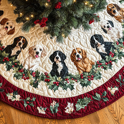 Spaniel Glow Quilted Christmas Tree Skirt-Myprintsy