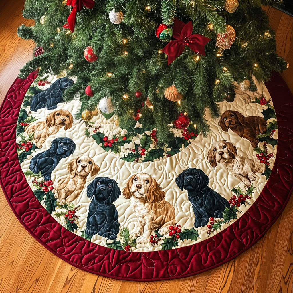 Spaniel Haven Quilted Christmas Tree Skirt-Myprintsy