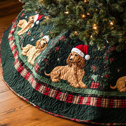 Spaniel Joyride Quilted Christmas Tree Skirt-Myprintsy