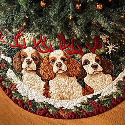 Spaniel Noel Delight Quilted Christmas Tree Skirt-Myprintsy