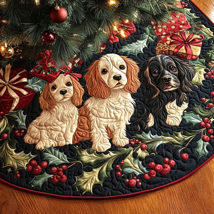 Spaniel Starlight Quilted Christmas Tree Skirt-Myprintsy
