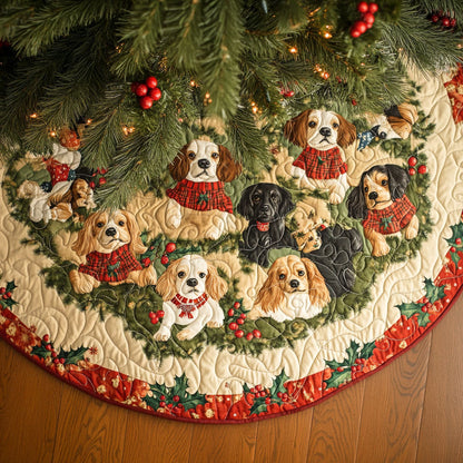 Spaniel Treasure Quilted Christmas Tree Skirt-Myprintsy