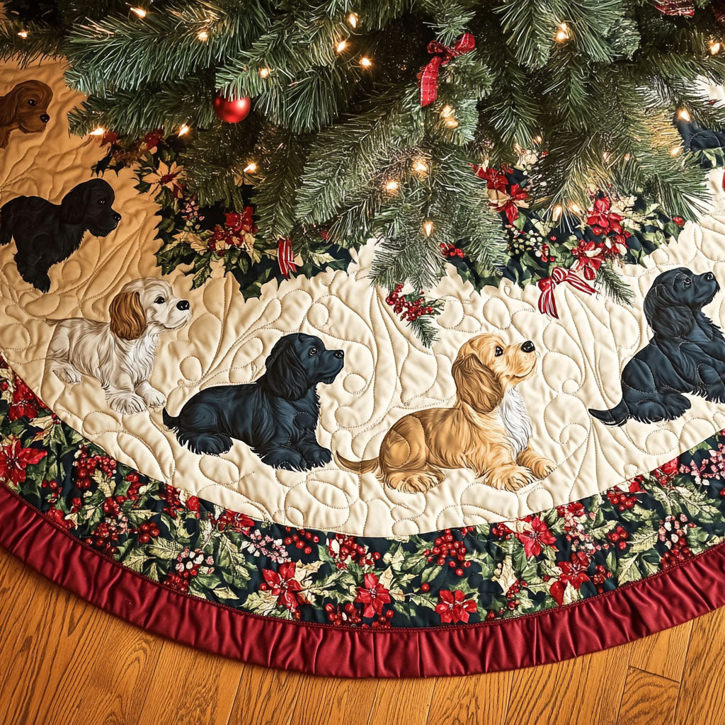 Spaniel Whiskers Quilted Christmas Tree Skirt-Myprintsy