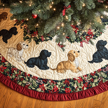 Spaniel Whiskers Quilted Christmas Tree Skirt-Myprintsy