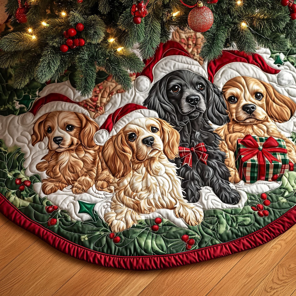 Spaniel Whispers Quilted Christmas Tree Skirt-Myprintsy