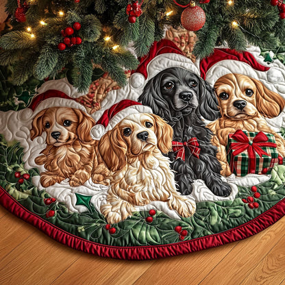 Spaniel Whispers Quilted Christmas Tree Skirt-Myprintsy