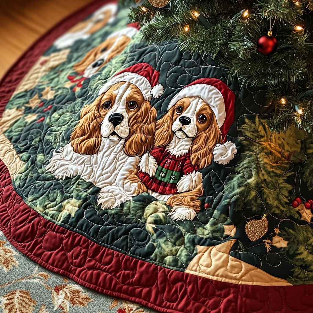 Spaniel Wishes Quilted Christmas Tree Skirt VTQ-Myprintsy