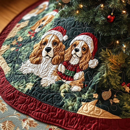 Spaniel Wishes Quilted Christmas Tree Skirt VTQ-Myprintsy