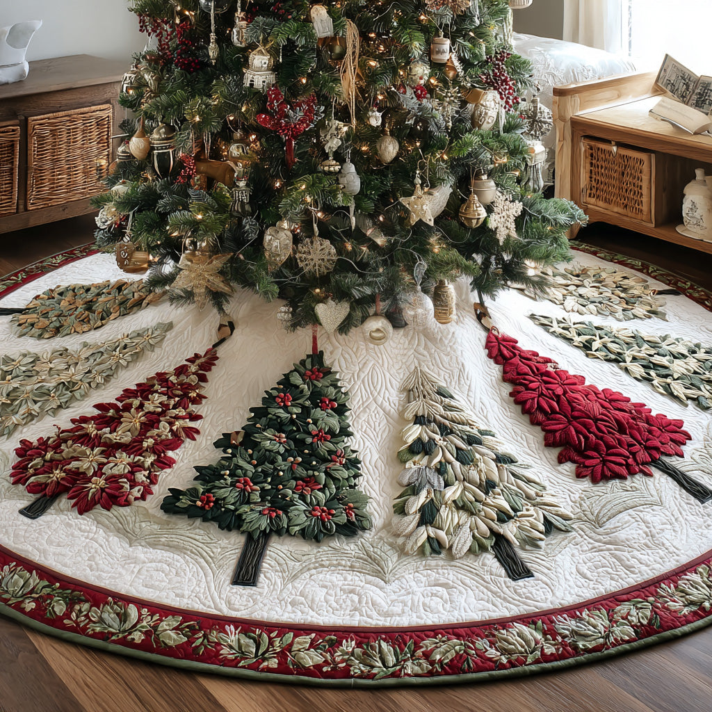Sparkle Trees Quilted Christmas Tree Skirt VTQ-Myprintsy