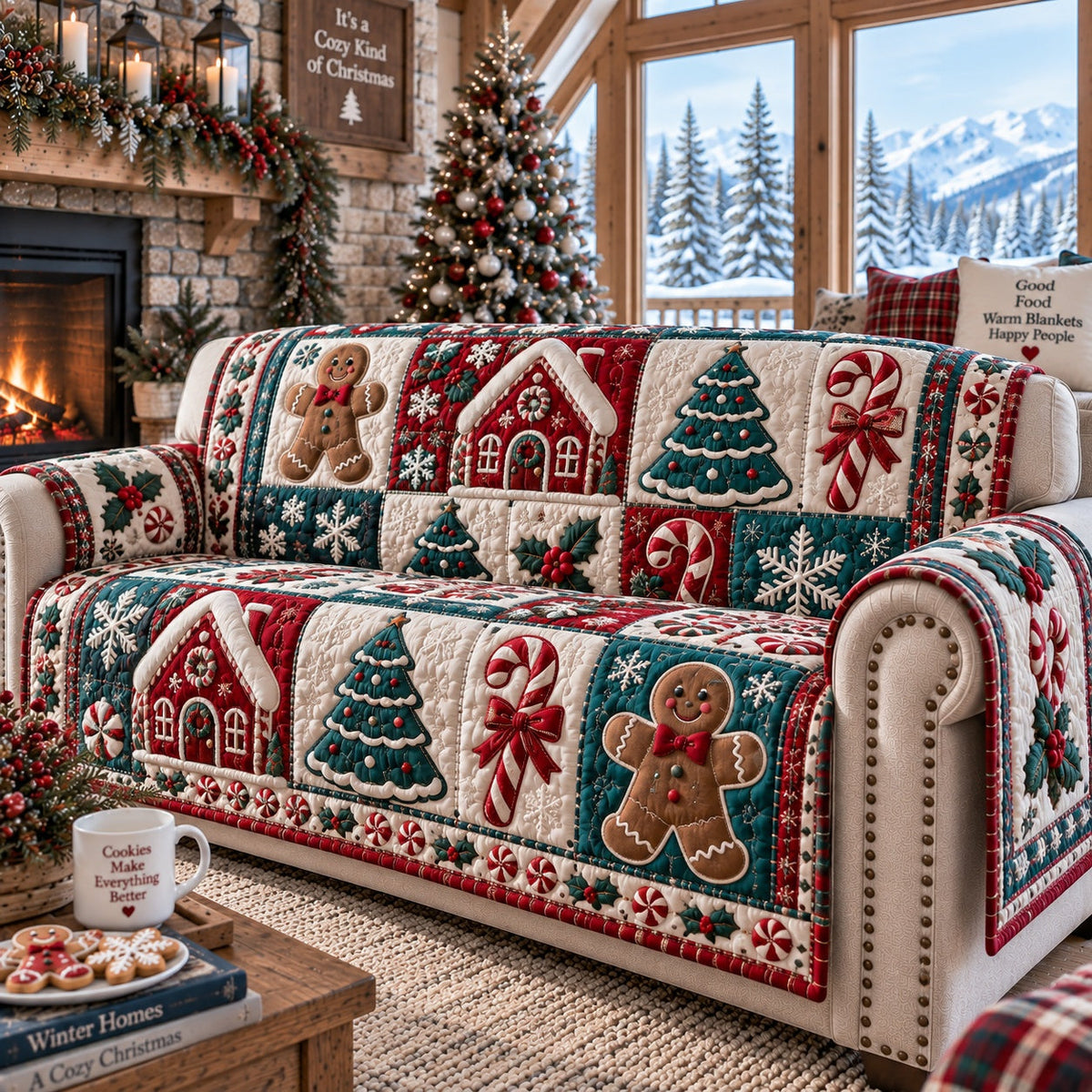 Spiced Cookie Cottage Quilted Sofa Cover VTQ-Myprintsy