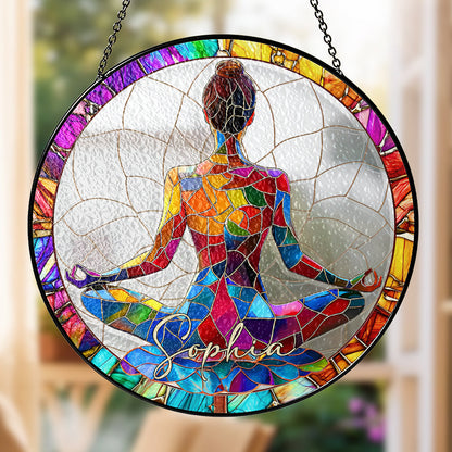 Spiritual Healing Gift for Inner Peace - Personalized Stained Glass Window Hanging Suncatcher-Myprintsy