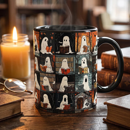 Spooky Reading Ghosts Halloween - Personalized Ceramic Coffee Mug-Myprintsy
