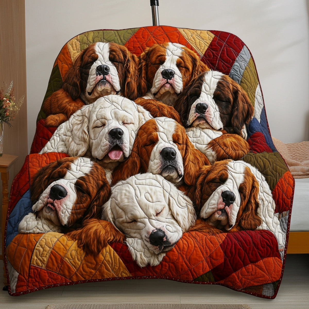 St Bernard Snuggles Quilted Blanket VTQ-Myprintsy