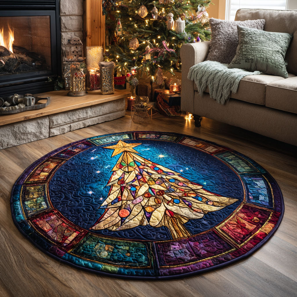Stained Glass Tree Quilted Round Mat VTQ-Myprintsy