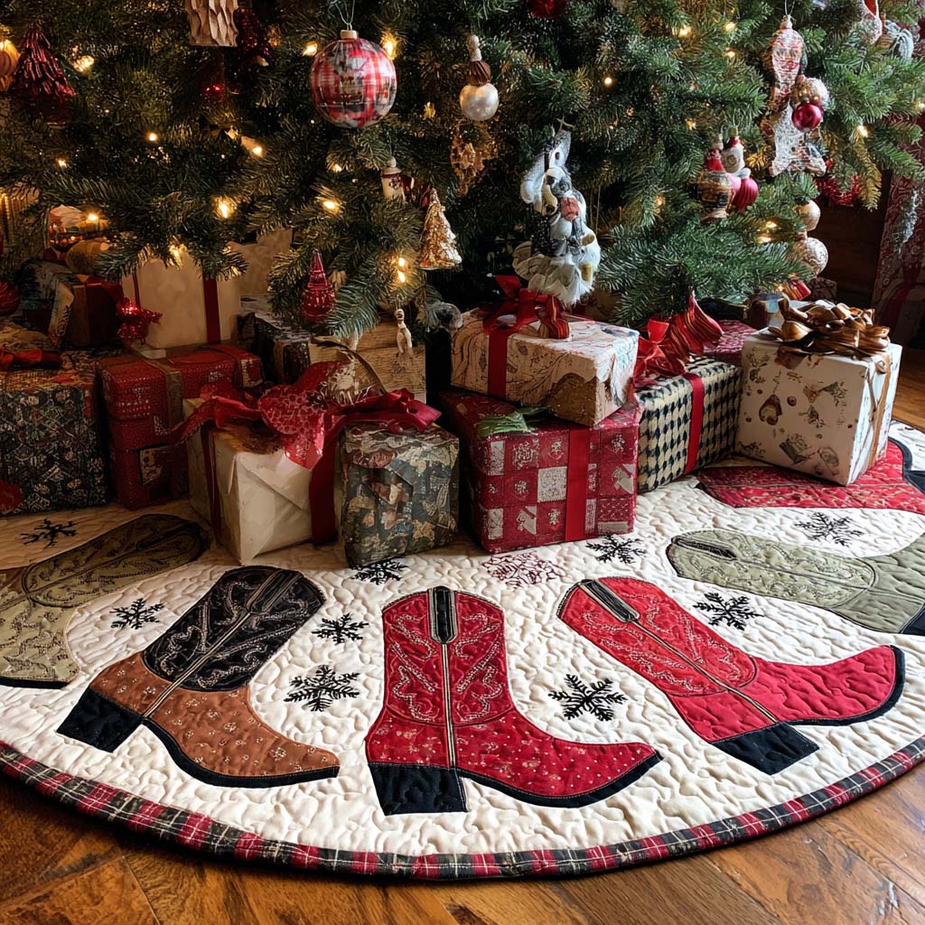 Star Spurs Christmas Quilted Tree Skirt-Myprintsy