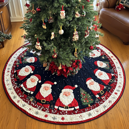Starlit Santa Christmas Quilted Tree Skirt-Myprintsy