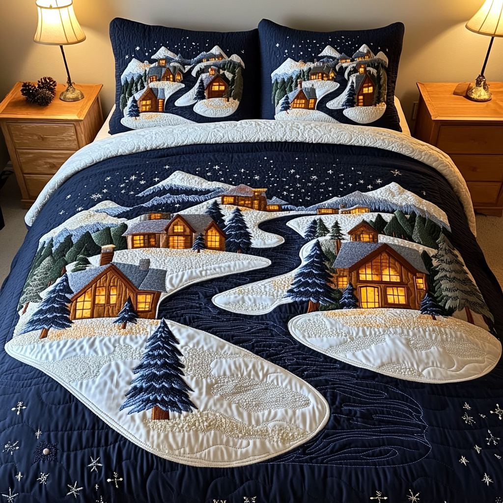 Starlit Village -Piece Quilted Bedding Set VH VTQ-Myprintsy