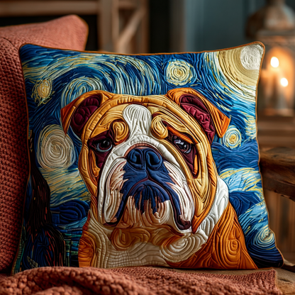 Starry Bulldog Night Quilted Pillow Case VTQ-Myprintsy