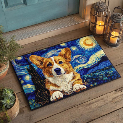 Starry Night Corgi Doormat VTQ-Myprintsy
