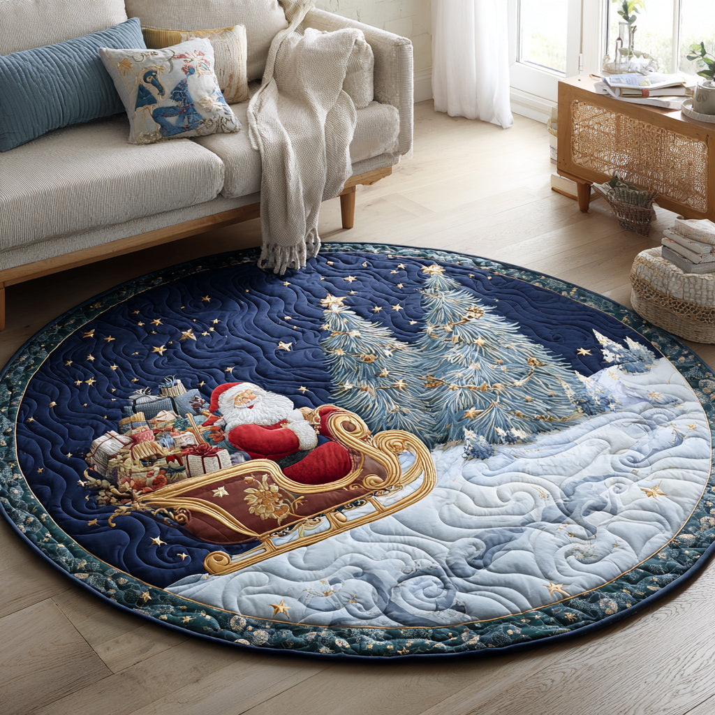 Starry Santa Claus Quilted Round Mat VTQ-Myprintsy