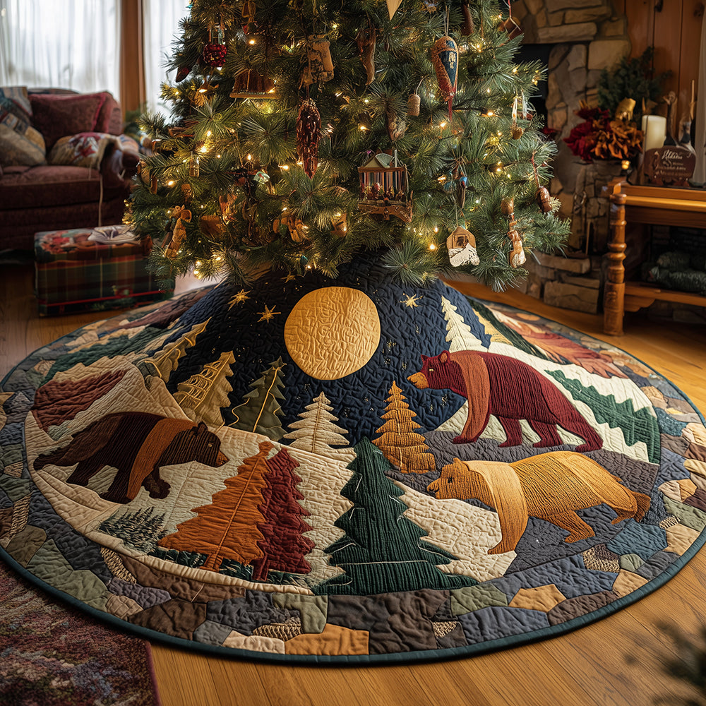 Starry Trail Retreat Christmas Quilted Tree Skirt-Myprintsy