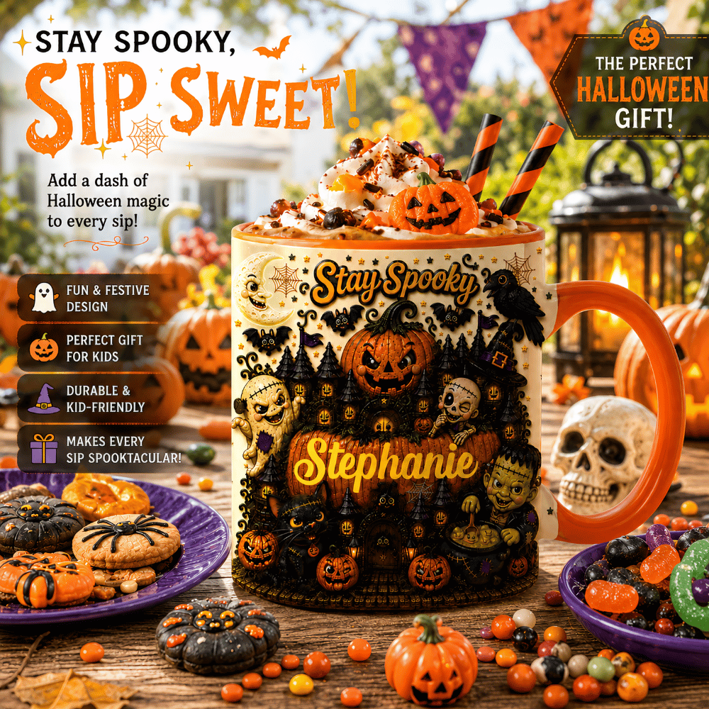 Stay Spooky - Personalized Accent Mug - Gift For Halloween-Myprintsy