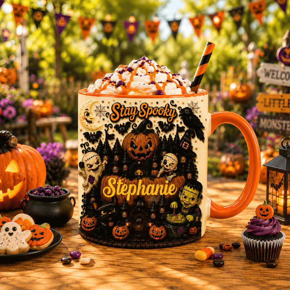 Stay Spooky - Personalized Accent Mug - Gift For Halloween-Myprintsy