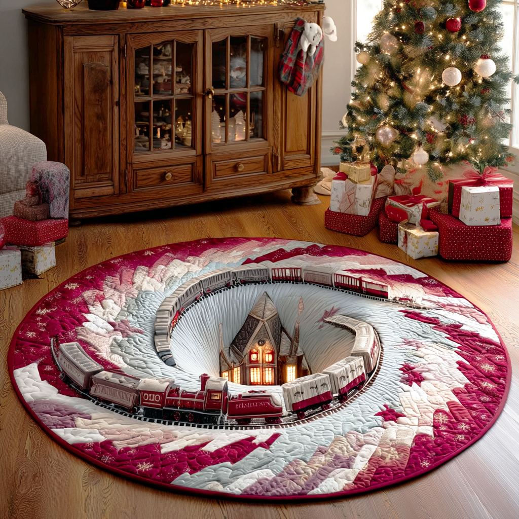 Steam Holiday Ride Quilted Round Mat VTQ-Myprintsy