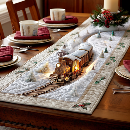 Steam Train Christmas Quilted Table Runner VTQ-Myprintsy