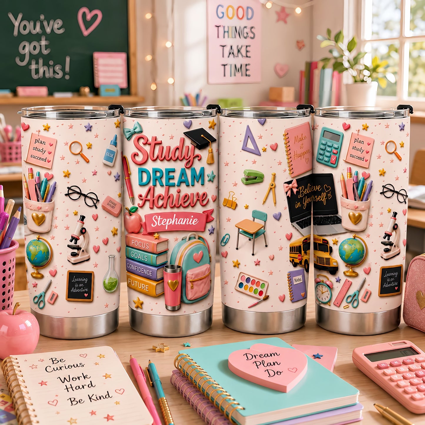 Study Dream Achieve - Personalized Tumbler Cup-Myprintsy
