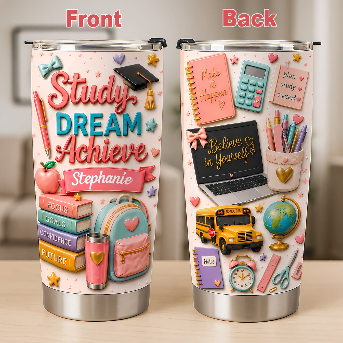 Study Dream Achieve - Personalized Tumbler Cup-Myprintsy