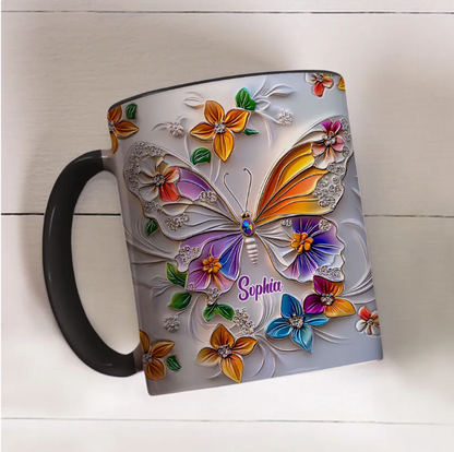 Stunning Butterfly - Personalized 3D Inflated Effect Accent Mug-Myprintsy
