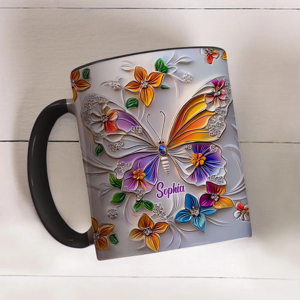Stunning Butterfly - Personalized 3D Inflated Effect Accent Mug-Myprintsy