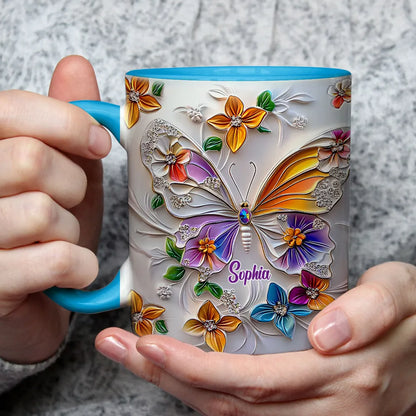 Stunning Butterfly - Personalized 3D Inflated Effect Accent Mug-Myprintsy