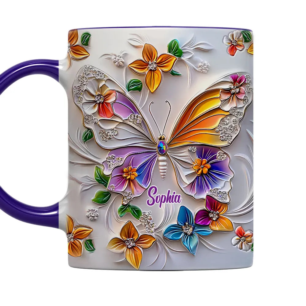 Stunning Butterfly - Personalized 3D Inflated Effect Accent Mug-Myprintsy