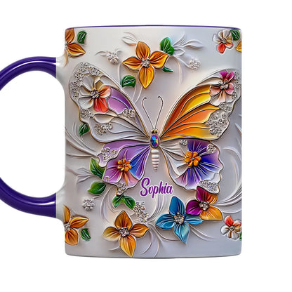 Stunning Butterfly - Personalized 3D Inflated Effect Accent Mug-Myprintsy
