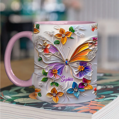 Stunning Butterfly - Personalized 3D Inflated Effect Accent Mug-Myprintsy